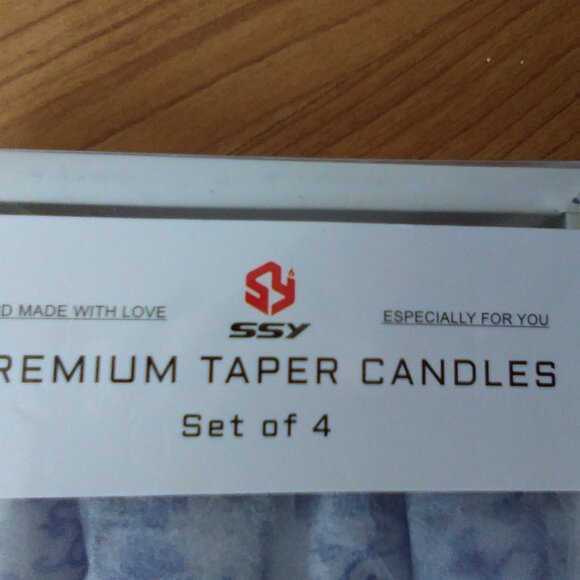 Handmade Blue Lace Leaf Patterned Taper Candles - Picture 8 of 12